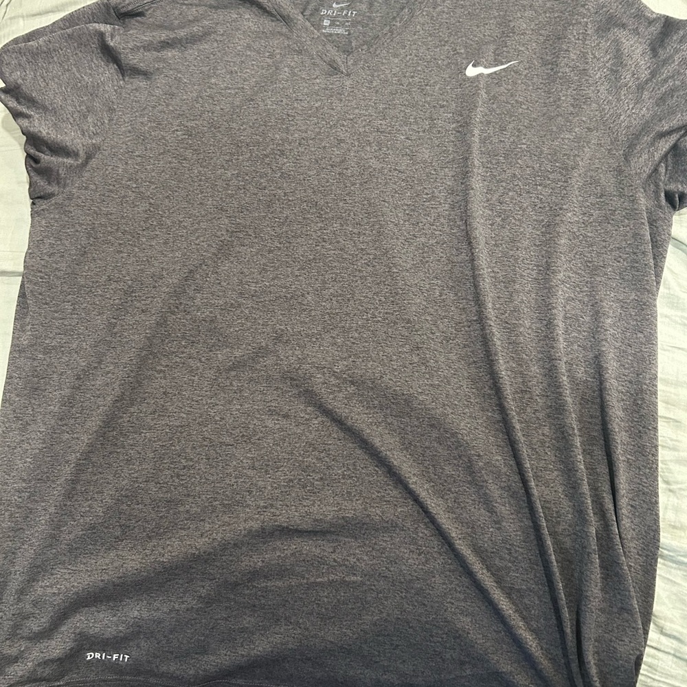 Nike Men's Gray Dri-FIT Shirt V Neck